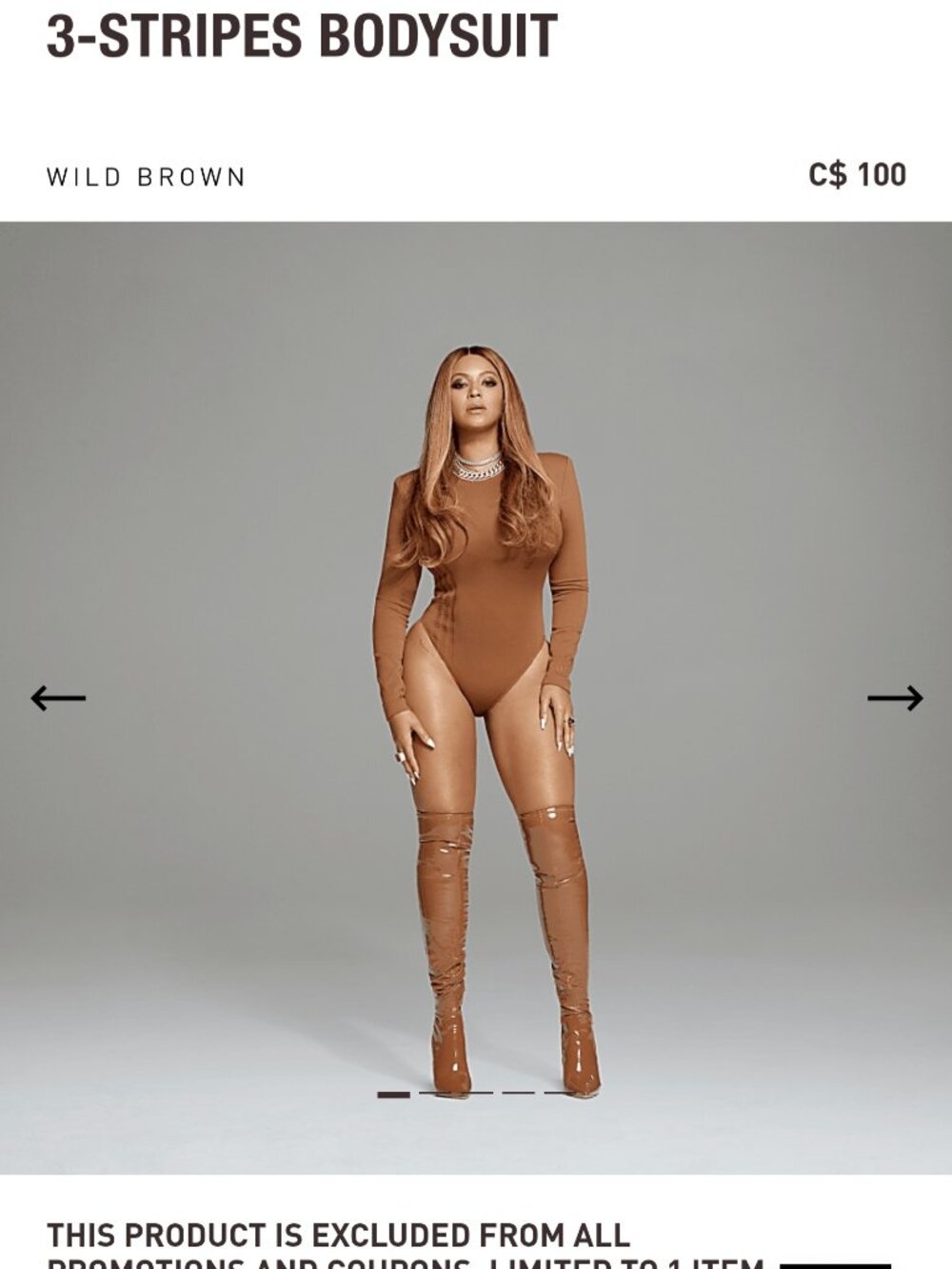 Adidas Ivy Park 3 Stripes Bodysuit